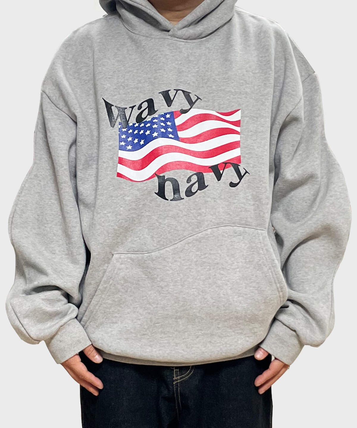wavy navy hoodie (grey)